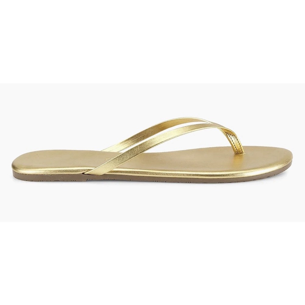 Tkees Sandals Womens Gold Vegan Leather Gold Lily Metallic Flip Flops Size 7